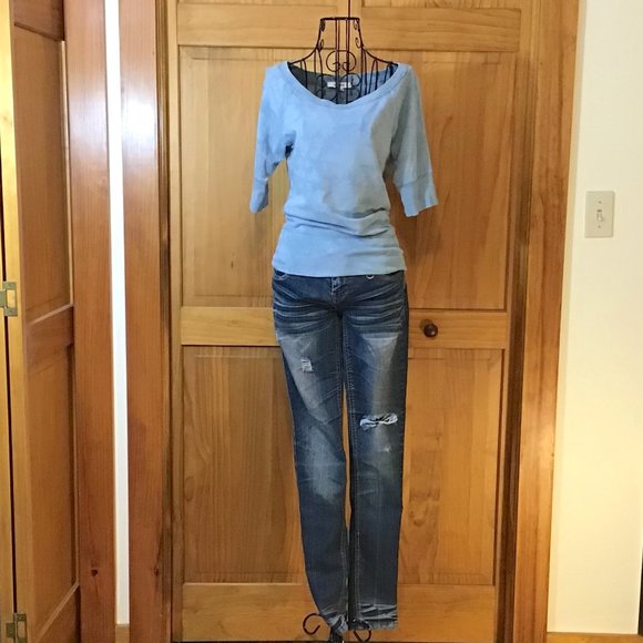 Blue Ripped Skinny Jeans - Picture 2 of 4